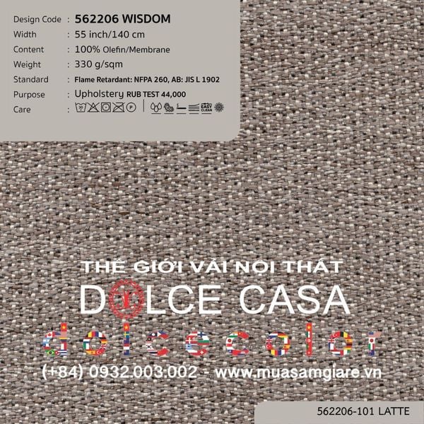 562206-101 WISDOM vải bọc sofa Nitas Thái Lan 2023 140cm