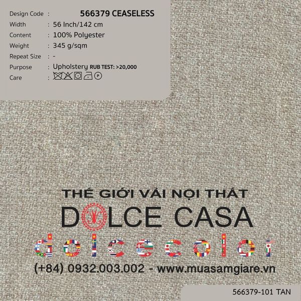 566379-101 CEASELESS vải bọc sofa Nitas Thái Lan 2023 142cm
