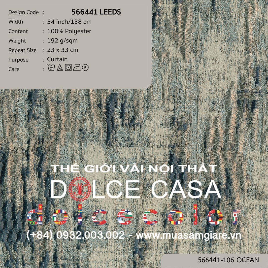  566441 LEEDS vải rèm cửa Nitas Thái Lan 2024 138cm 