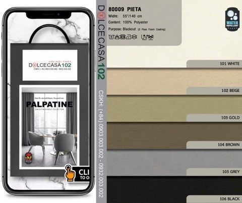  80009 vải chắn sáng cán phủ 3 lớp PIETA 6 màu copyright 2017 