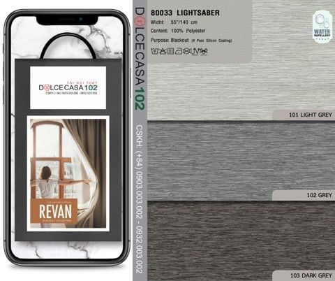  80033 vải chắn sáng cán phủ 4 lớp LIGHTSABER 3 màu copyright 2020 