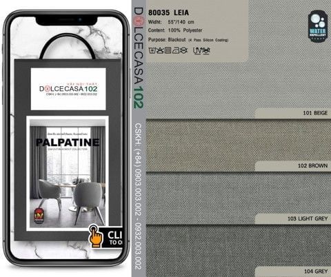  80035 vải chắn sáng cán tráng phủ 4 lớp LEIA 4 màu copyright 2020 