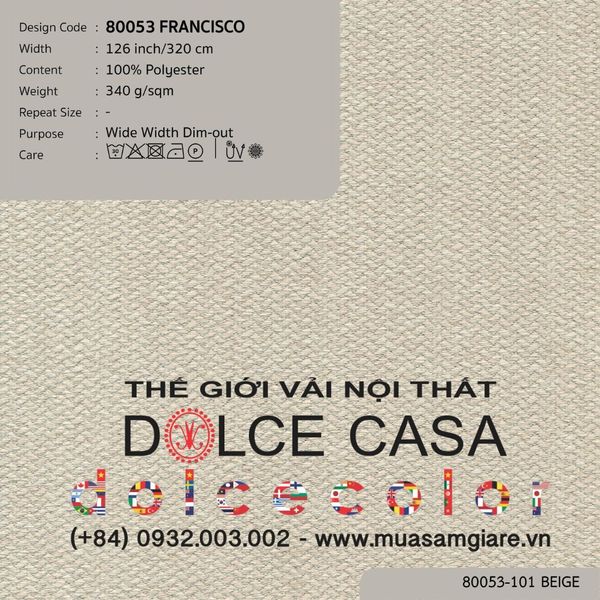 80053 vải giảm sáng FRANCISCO 4 màu copyright 2024 