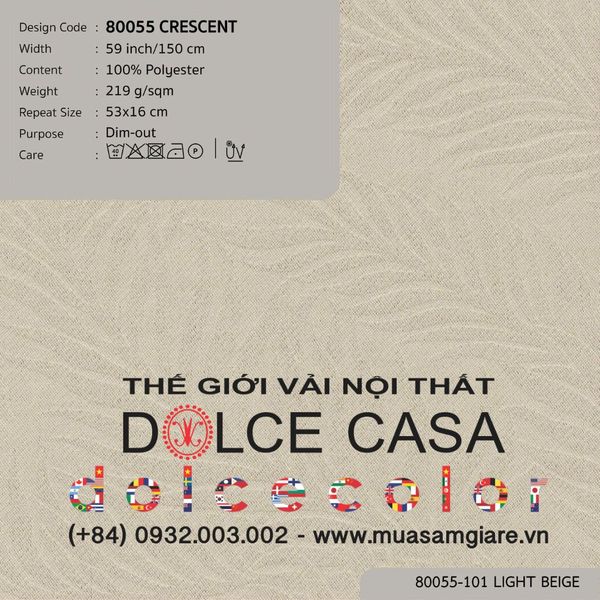 80055-101 Crescent vải rèm cửa giảm sáng Nitas Thái Lan 2025 150cm