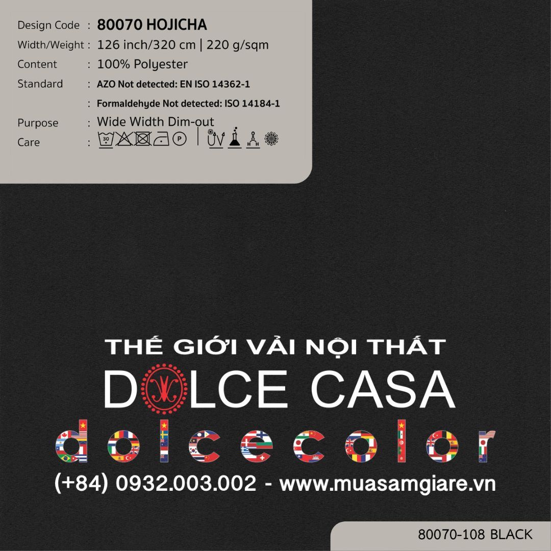  80070 Hojicha vải giảm sáng Nitas Thái Lan 2026 320cm 