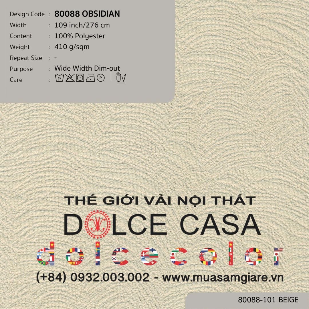  80088 vải giảm sáng OBSIDIAN 4 màu copyright 2024 