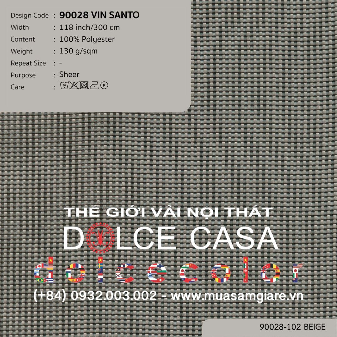  90028 vải màn rèm gió VIN SANTO 4 màu copyright 2022 