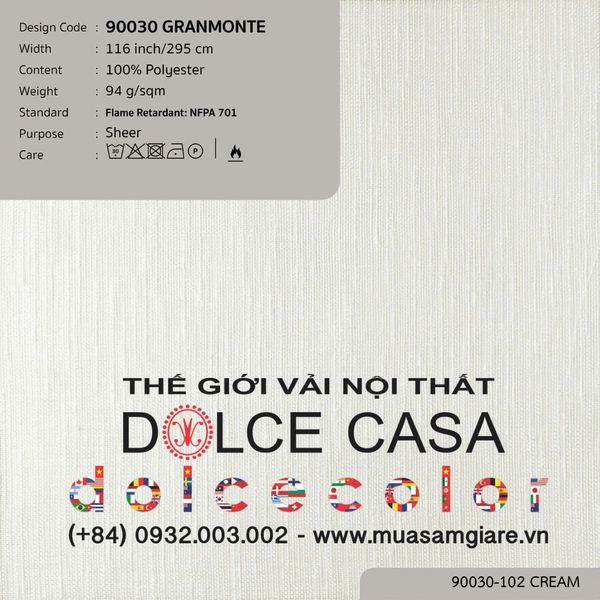  90030 vải màn rèm gió GRANMONTE 4 màu copyright 2022 