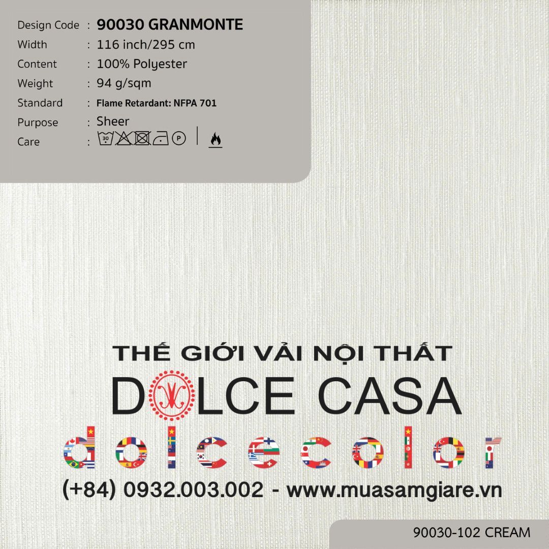  90030 vải màn rèm gió GRANMONTE 4 màu copyright 2022 