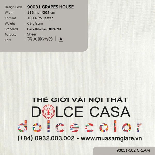  90031 vải màn rèm gió GRAPES HOUSE 3 màu copyright 2022 