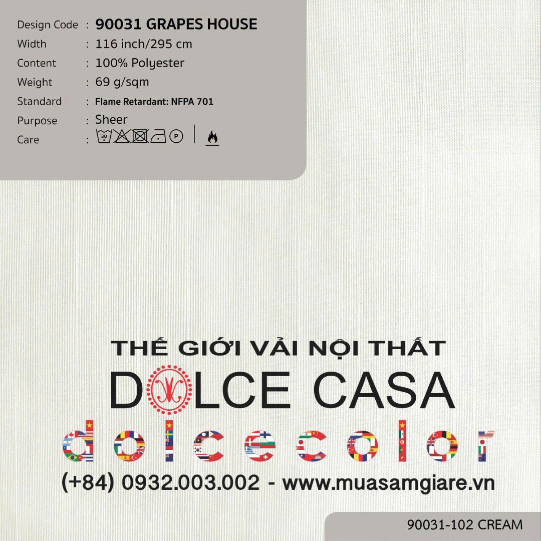  90031 vải màn rèm gió GRAPES HOUSE 3 màu copyright 2022 