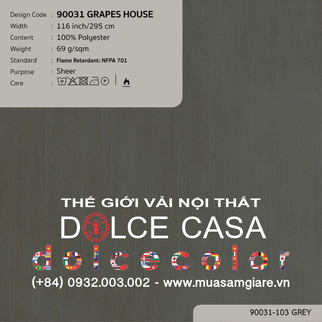  90031 vải màn rèm gió GRAPES HOUSE 3 màu copyright 2022 