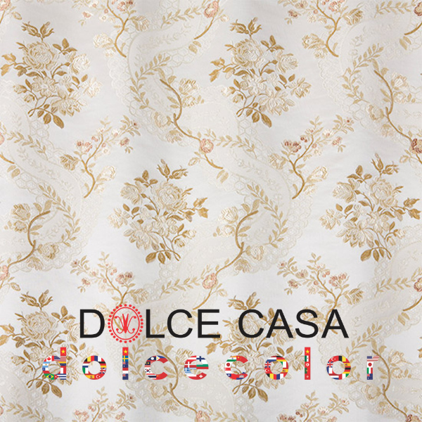 Vải AVORIO REALE RIBBON DAMASK LZ22154 họa tiết damask mềm mại kết hợp ribbon cổ điển, gam màu ivory thanh lịch.