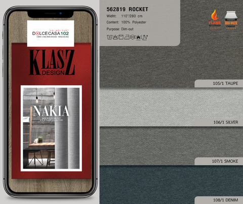  562819 vải giảm sáng ROCKET 8 màu copyright 2021 