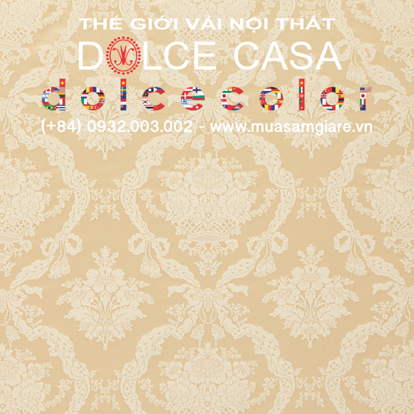 Vải damask Palazzo Petra màu champagne - Made in Italy