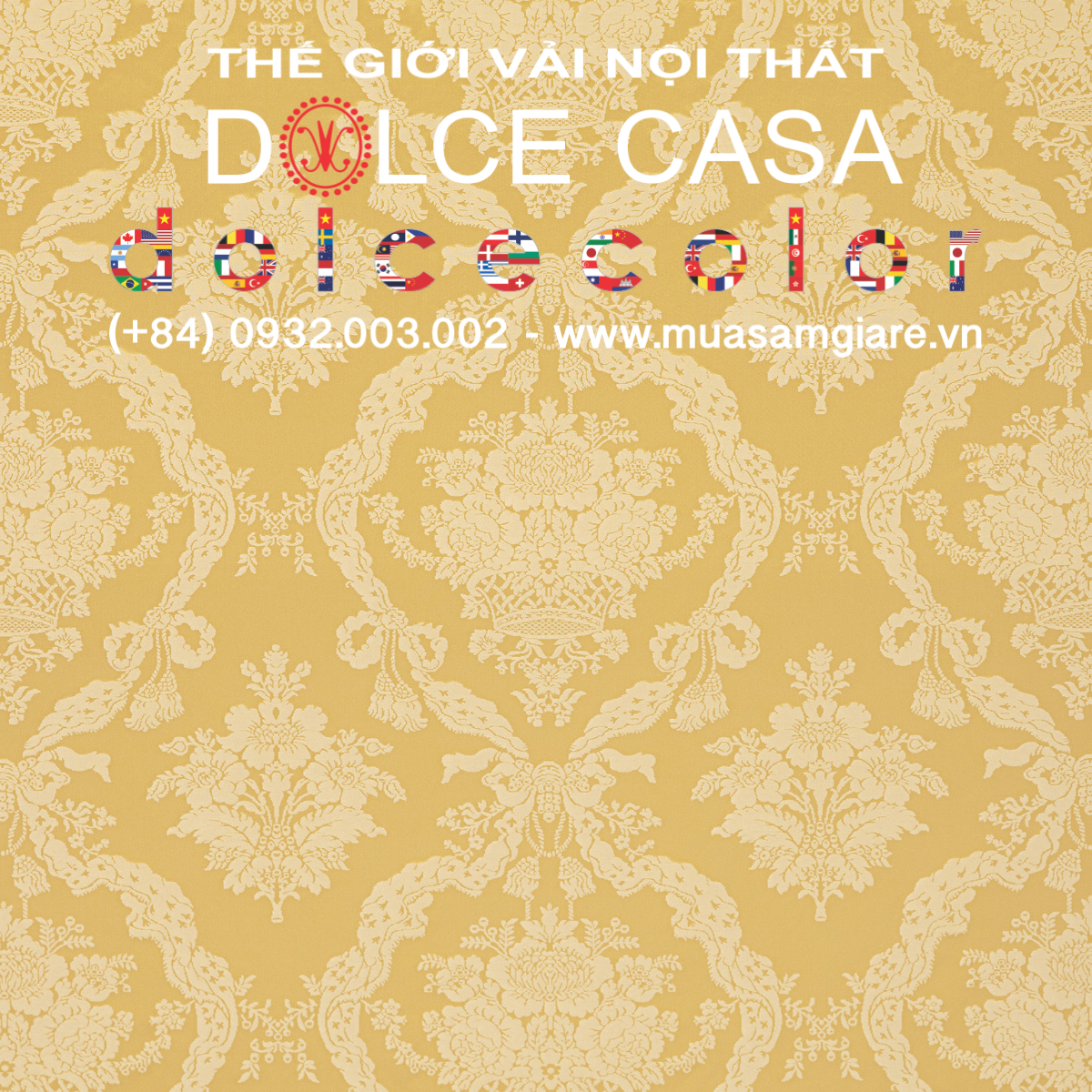  Palazzo Petra Damask màu vàng cổ điển 