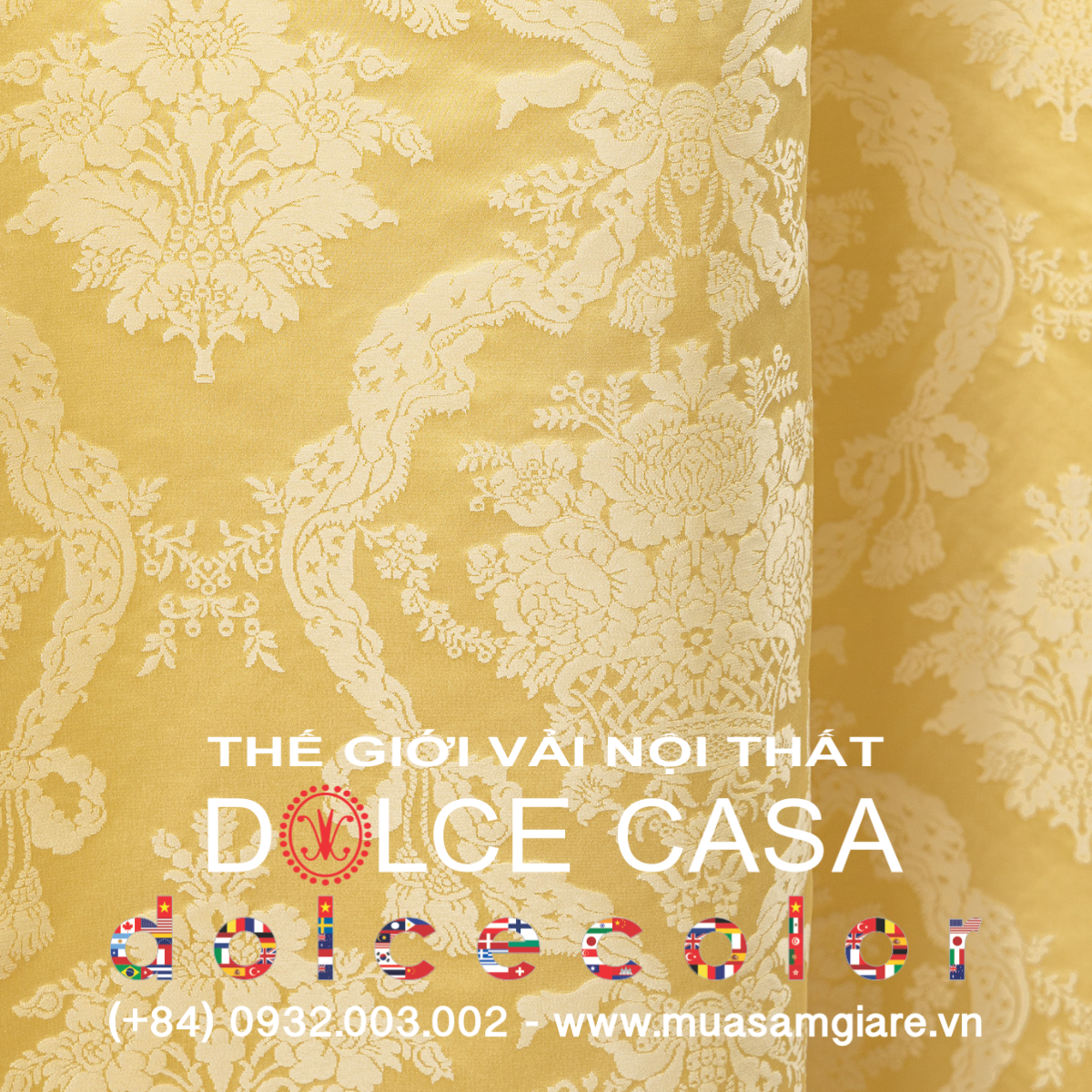  Palazzo Petra Damask màu vàng cổ điển 