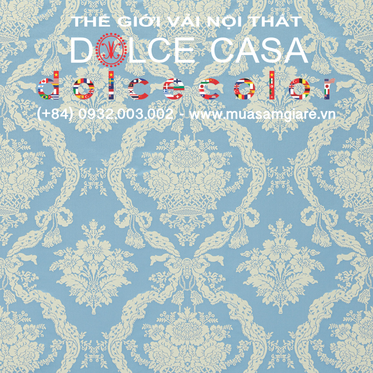  Palazzo Petra Damask màu xanh bụi 