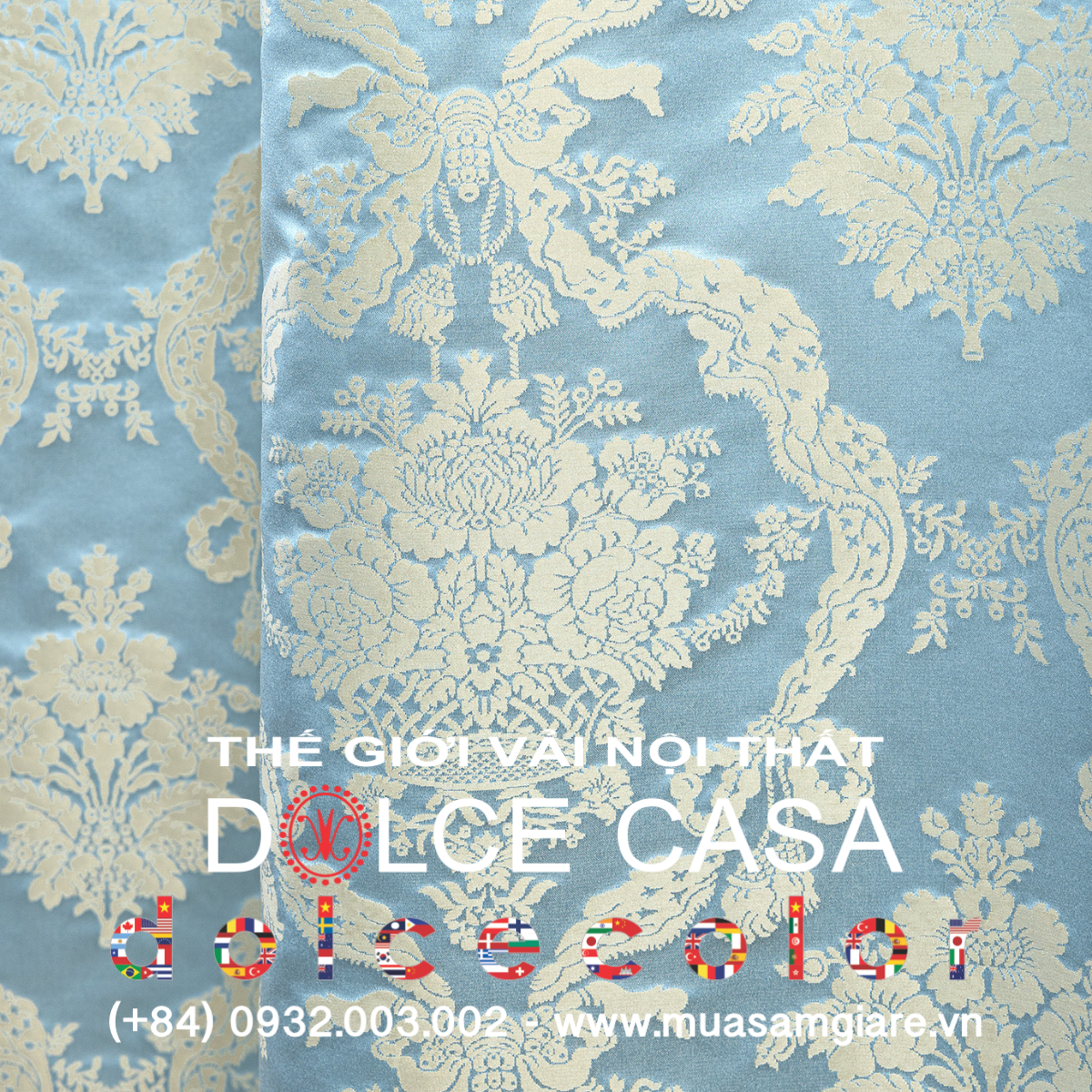  Palazzo Petra Damask màu xanh bụi 