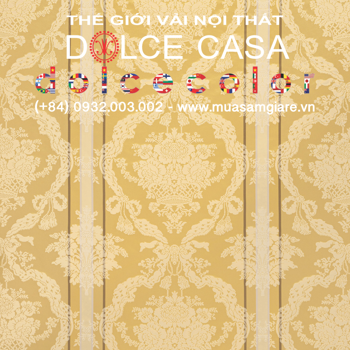  Palazzo Petra Damask màu vàng cổ điển 