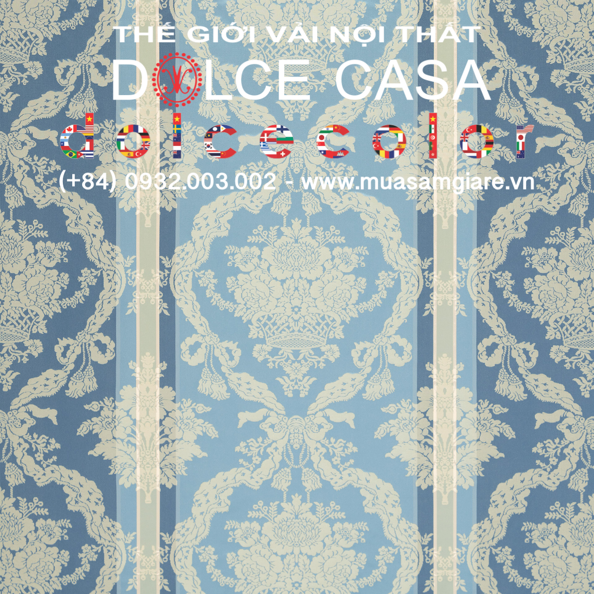  Palazzo Petra Damask màu xanh bụi 