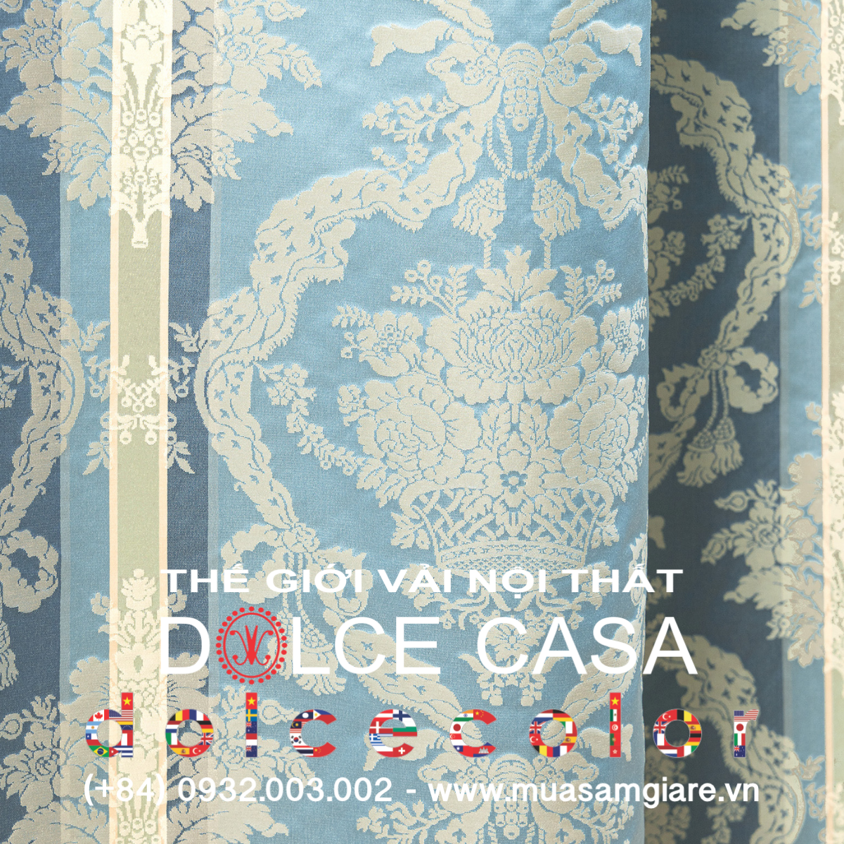  Palazzo Petra Damask màu xanh bụi 