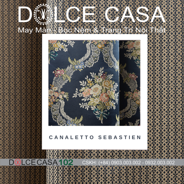  Palazzo Canaletto Sebastin vải đa năng xanh dương hoàng gia 