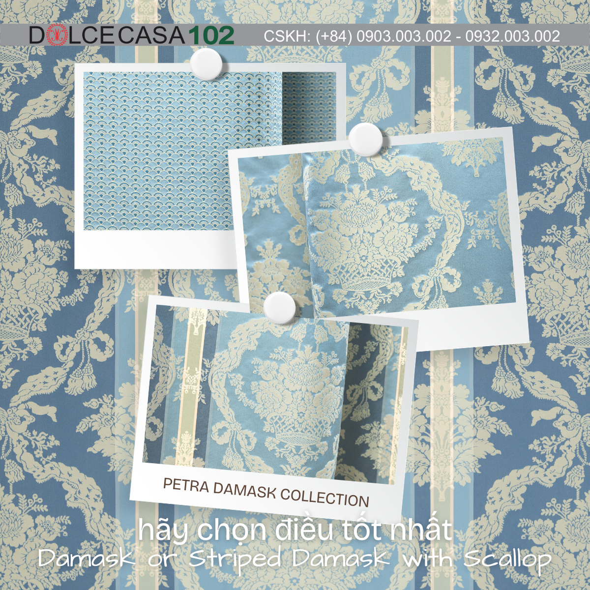  Palazzo Petra Damask màu xanh bụi 