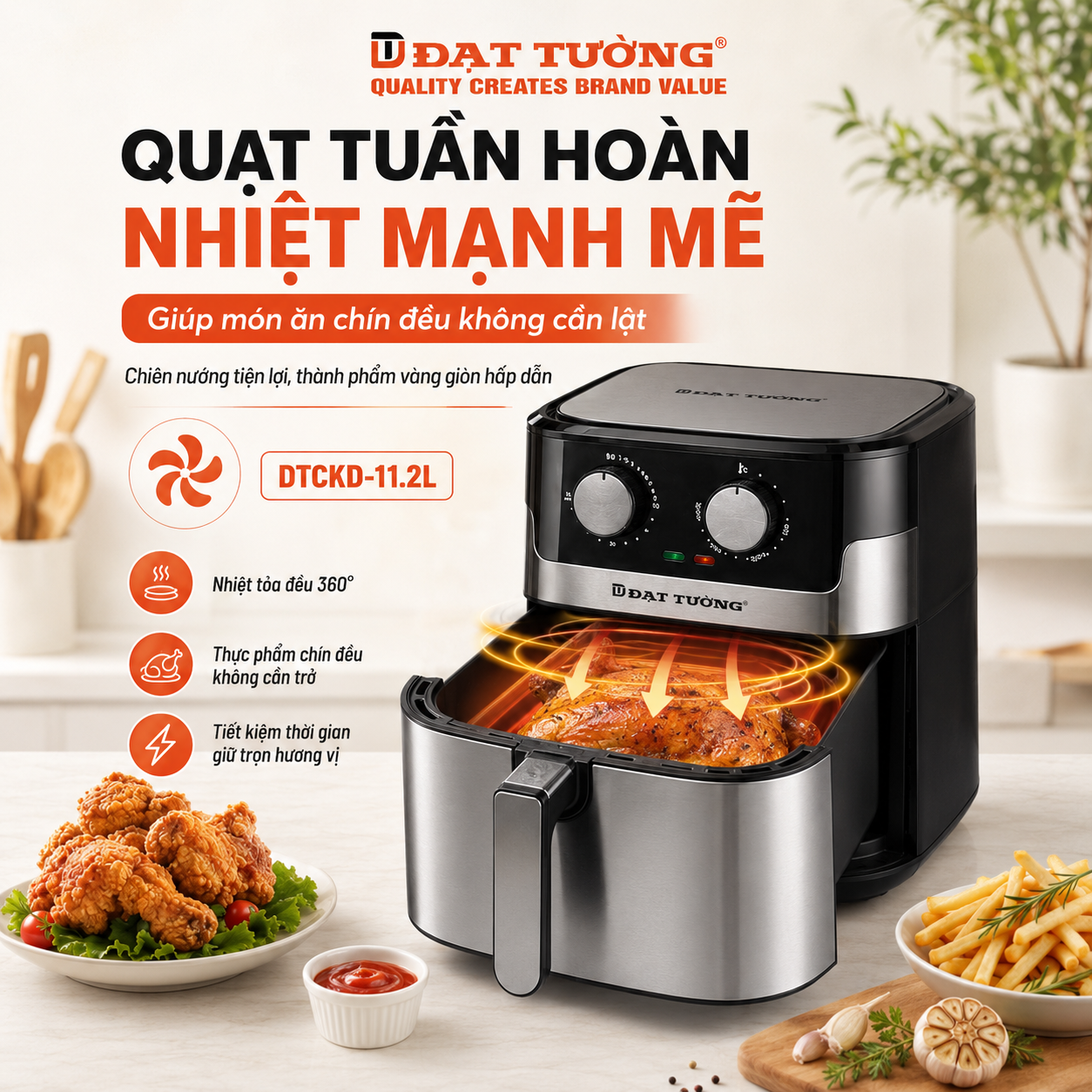 NỒI CHIÊN KHÔNG DẦU ĐẠT TƯỜNG - DTCKD-11.2L