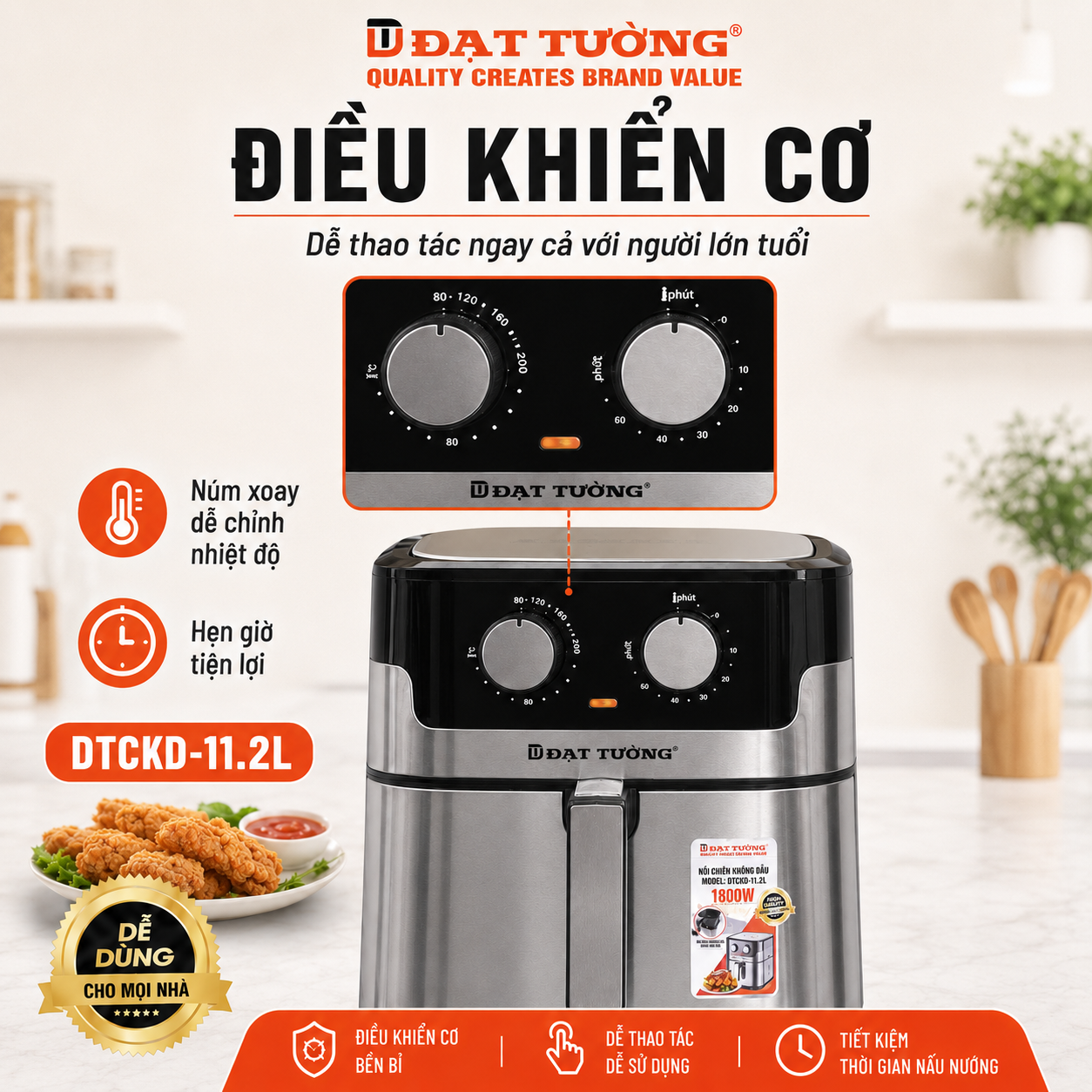 NỒI CHIÊN KHÔNG DẦU ĐẠT TƯỜNG - DTCKD-11.2L