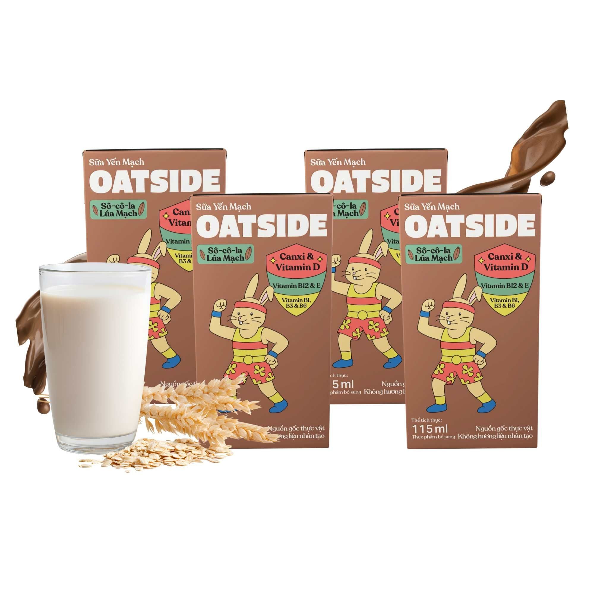  [ LỐC 4 HỘP ] Sữa Yến Mạch Vị Socola Lúa Mạch 115ML – OATSIDE 