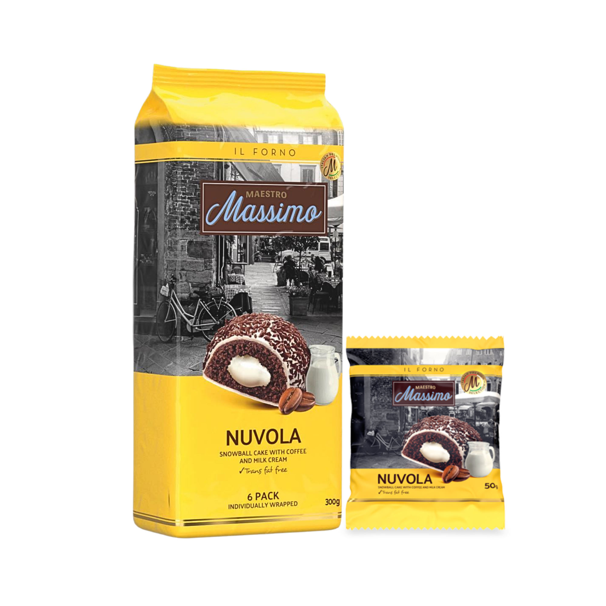  Bánh Bông Tuyết Nuvola Vị Cà Phê 300G (6 cái/gói) – MASSIMO (I0023810) 