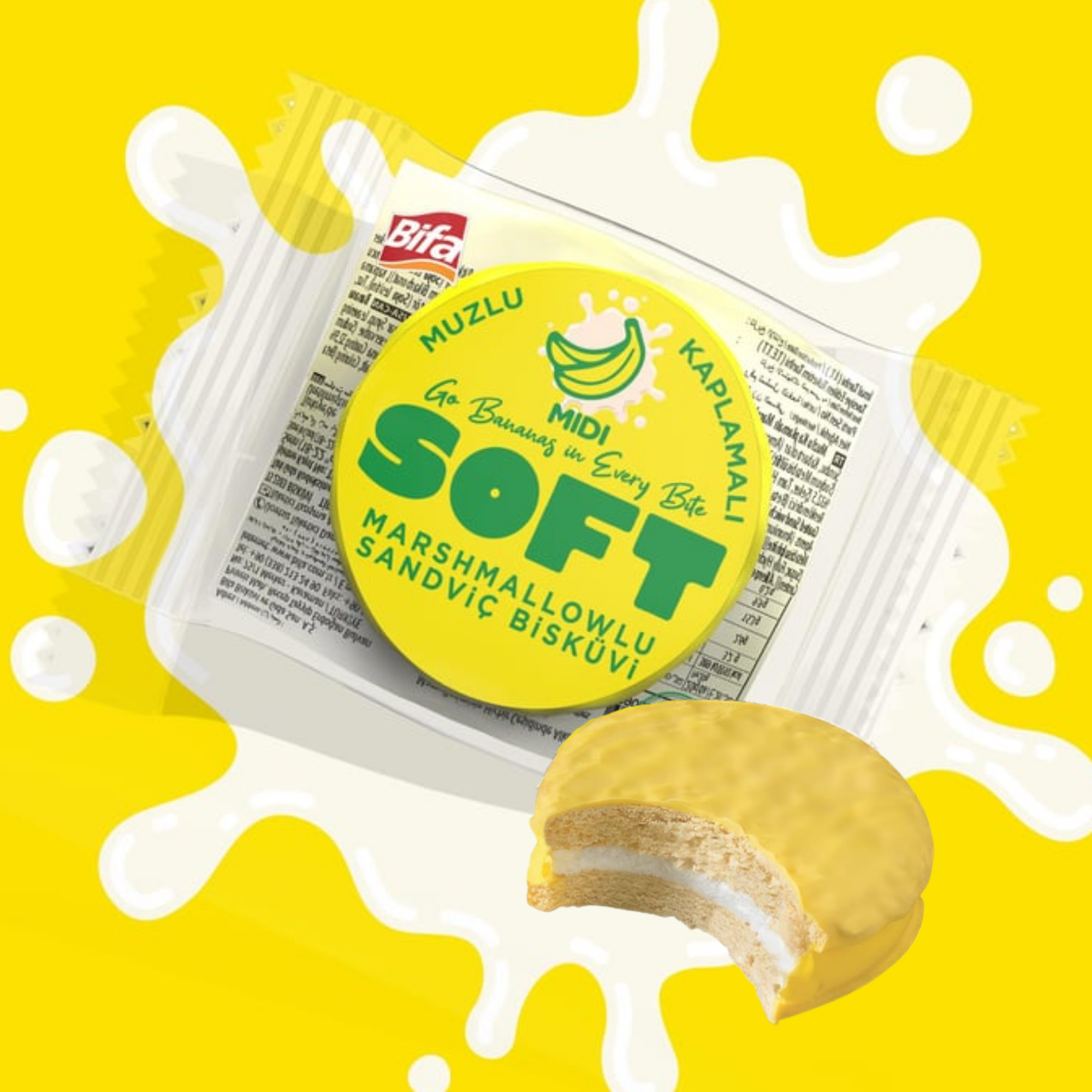  Bánh Quy Mềm Nhân Marshmallow Phủ Kem Chuối 600G (30 gói/ khay) 