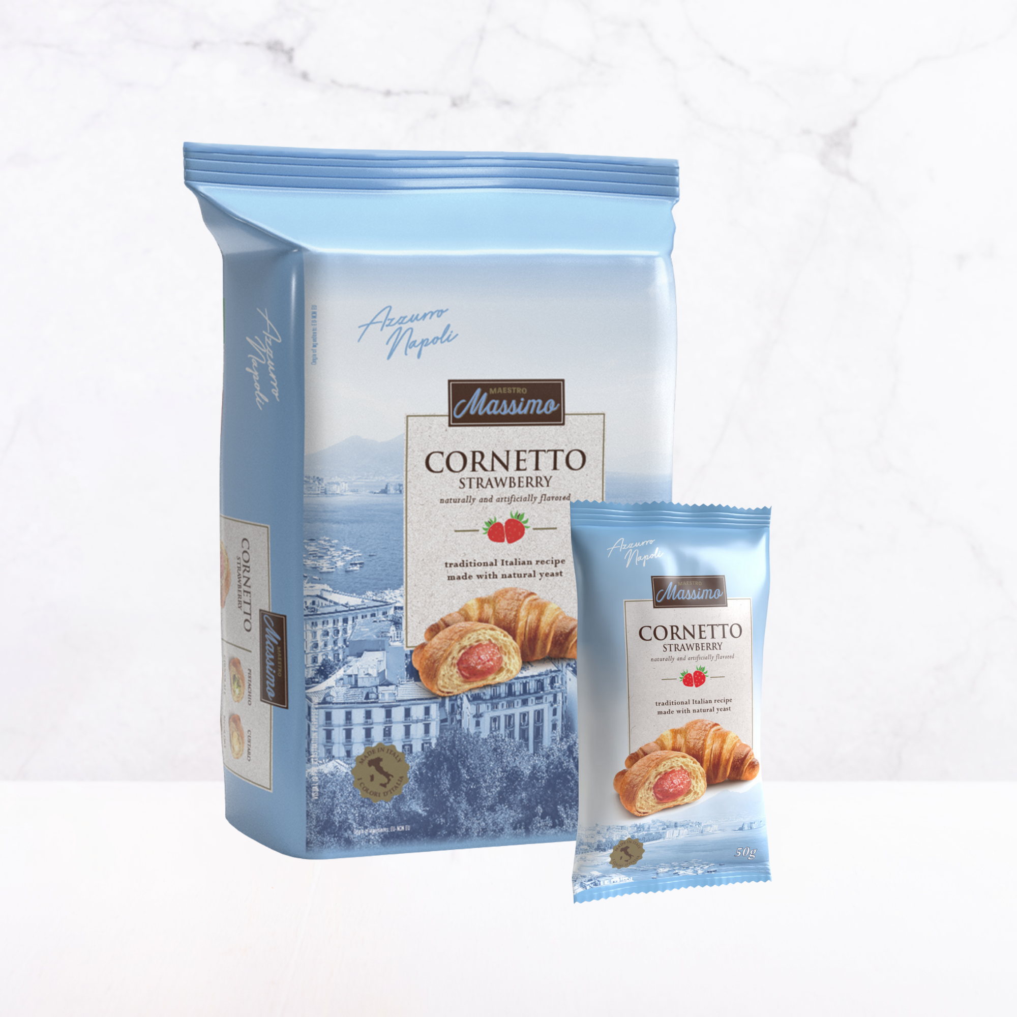  Bánh Sừng Trâu Cornetto Dâu 250G (5 cái/gói) – MASSIMO (I0023803) 