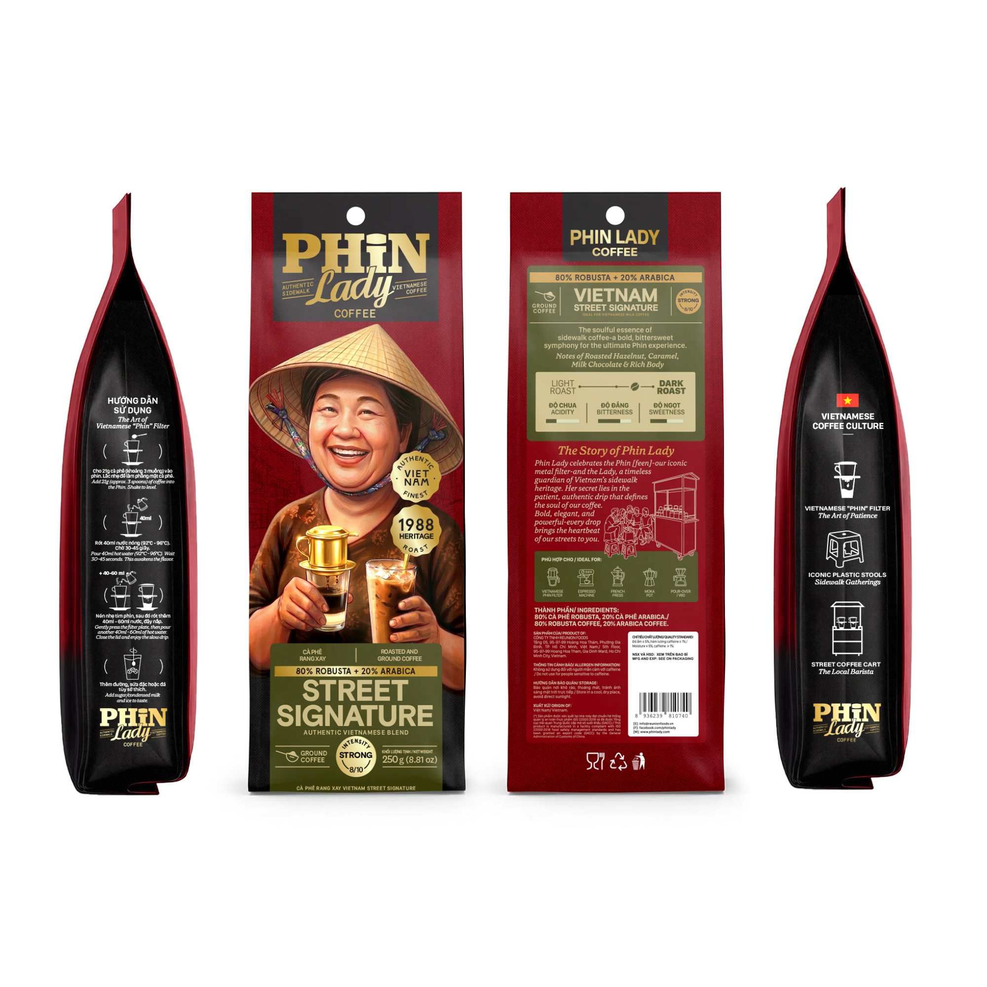  20% Arabica + 80 Robusta | Cà phê bột Street Signature Phin Lady 250 g (Túi) 
