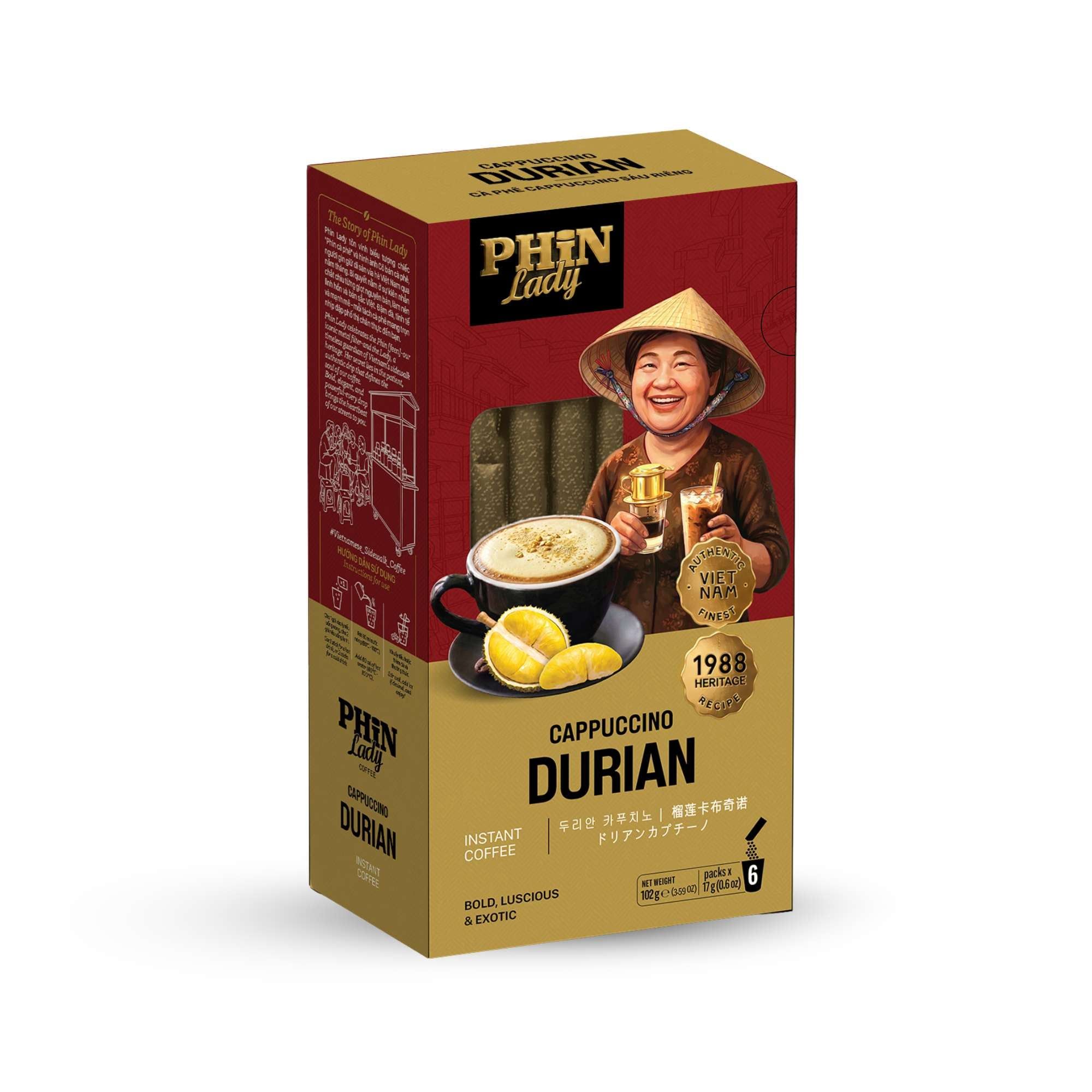  Cà Phê Hòa Tan Cappuccino Sầu Riêng Phin Lady (17g x 6) (Hộp giấy) 