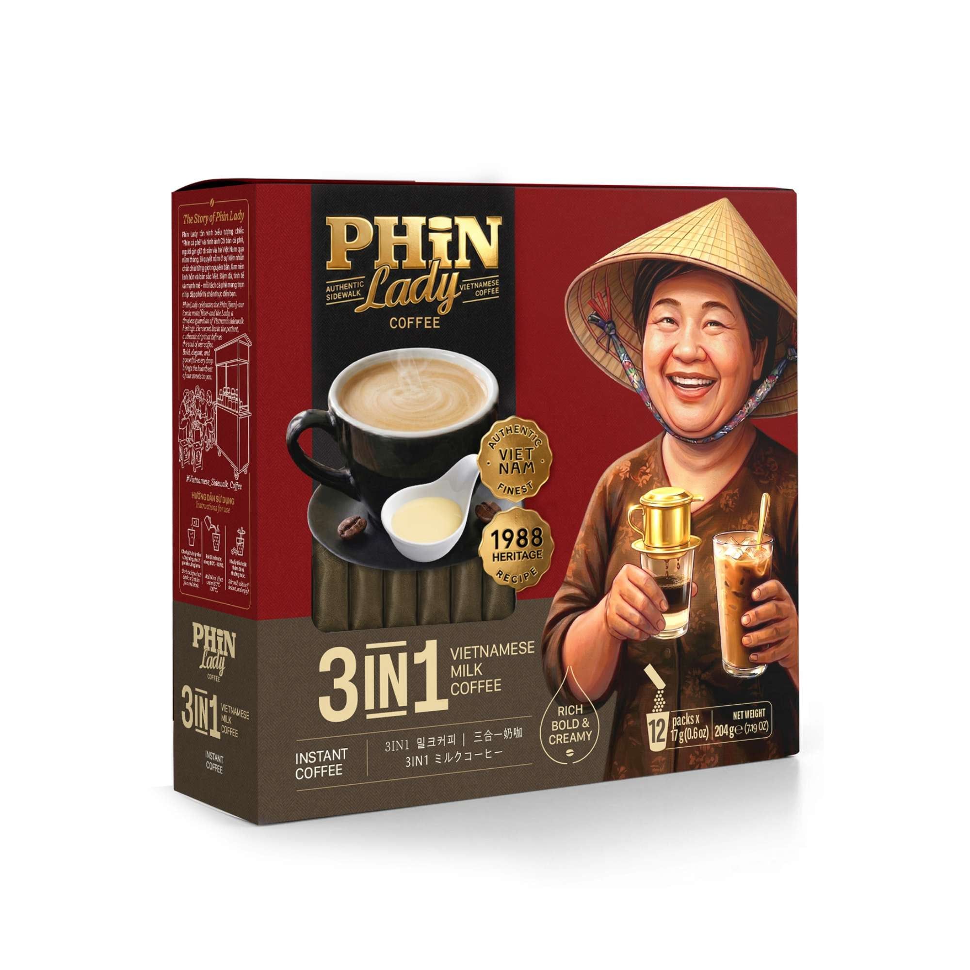  Cà Phê Sữa Hòa Tan 3in1 Phin Lady (17g x 12) (Hộp giấy) 