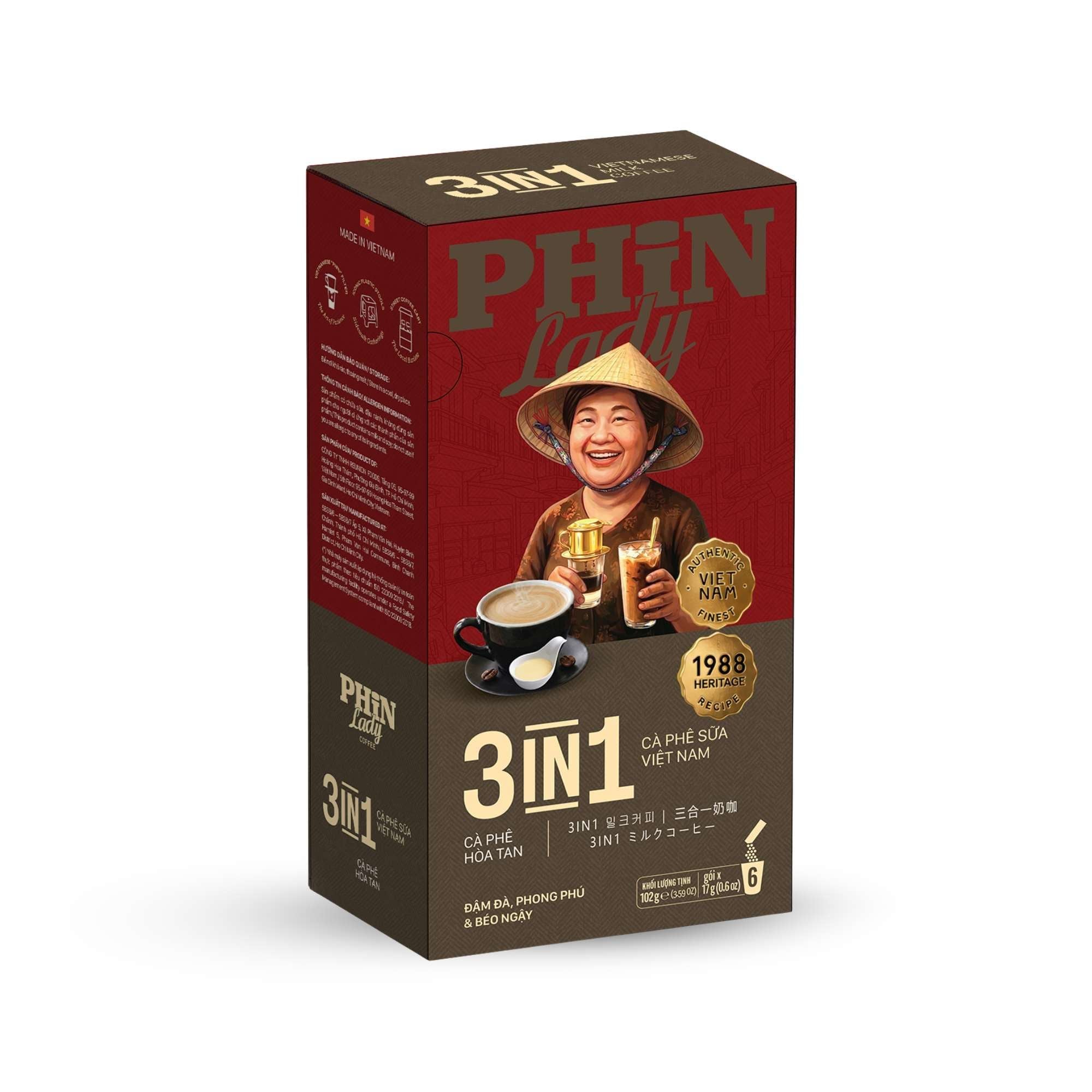  Cà Phê Sữa Hòa Tan 3in1 Phin Lady (17g x 6) (Hộp giấy) 