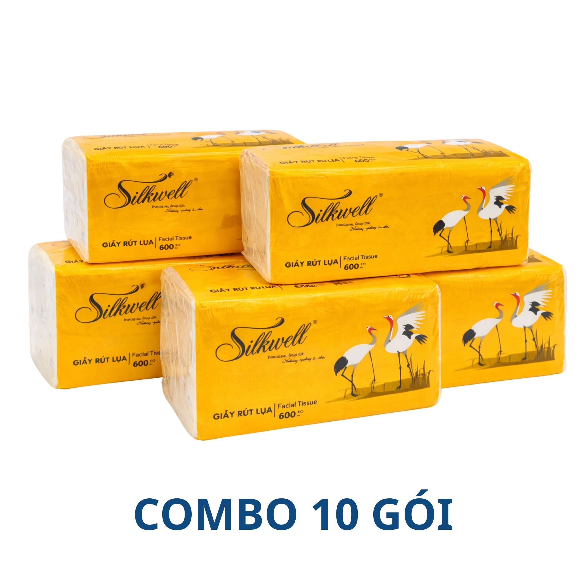  [COMBO] 10 GÓI Giấy rút lụa Silkwell gói 20*18.5cm 3 lớp 200 tờ 