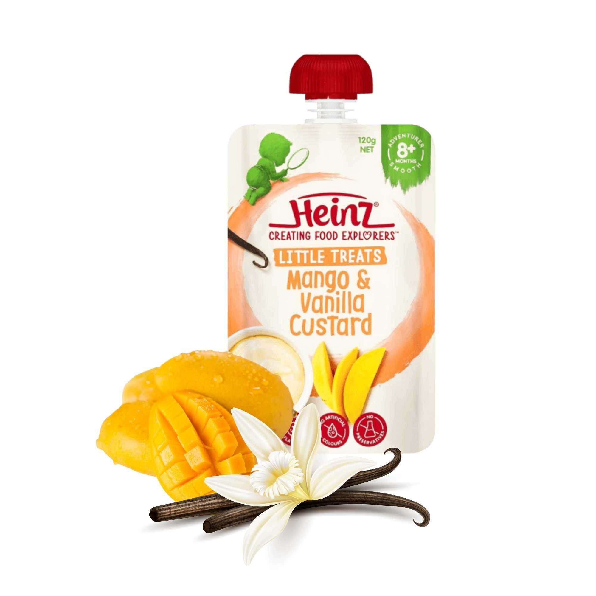  Custard xoài vani cho bé từ 8 tháng tuổi trở lên Heinz túi 120 g 