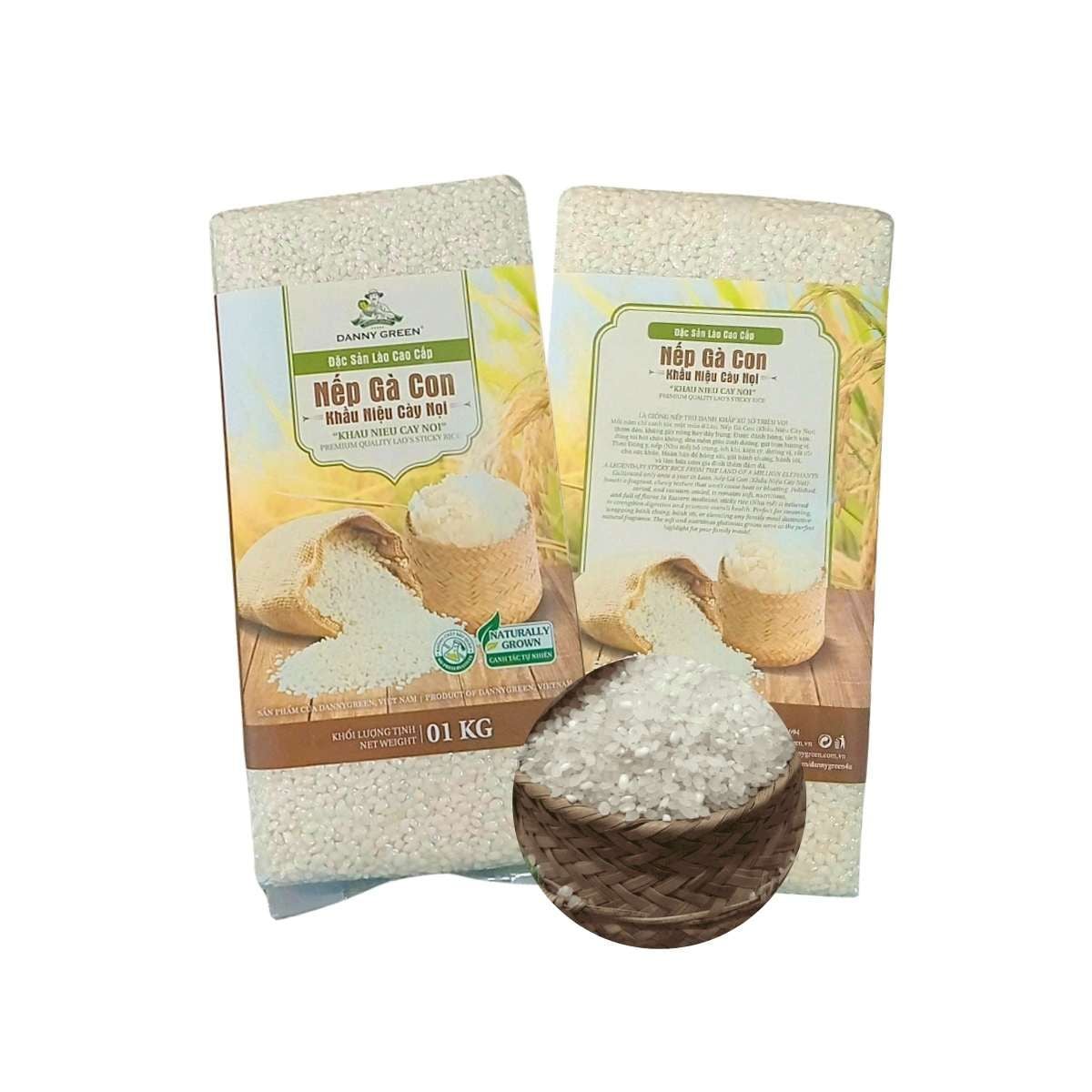  Đặc sản Lào cao cấp nếp gà con DannyGreen túi 1 kg 