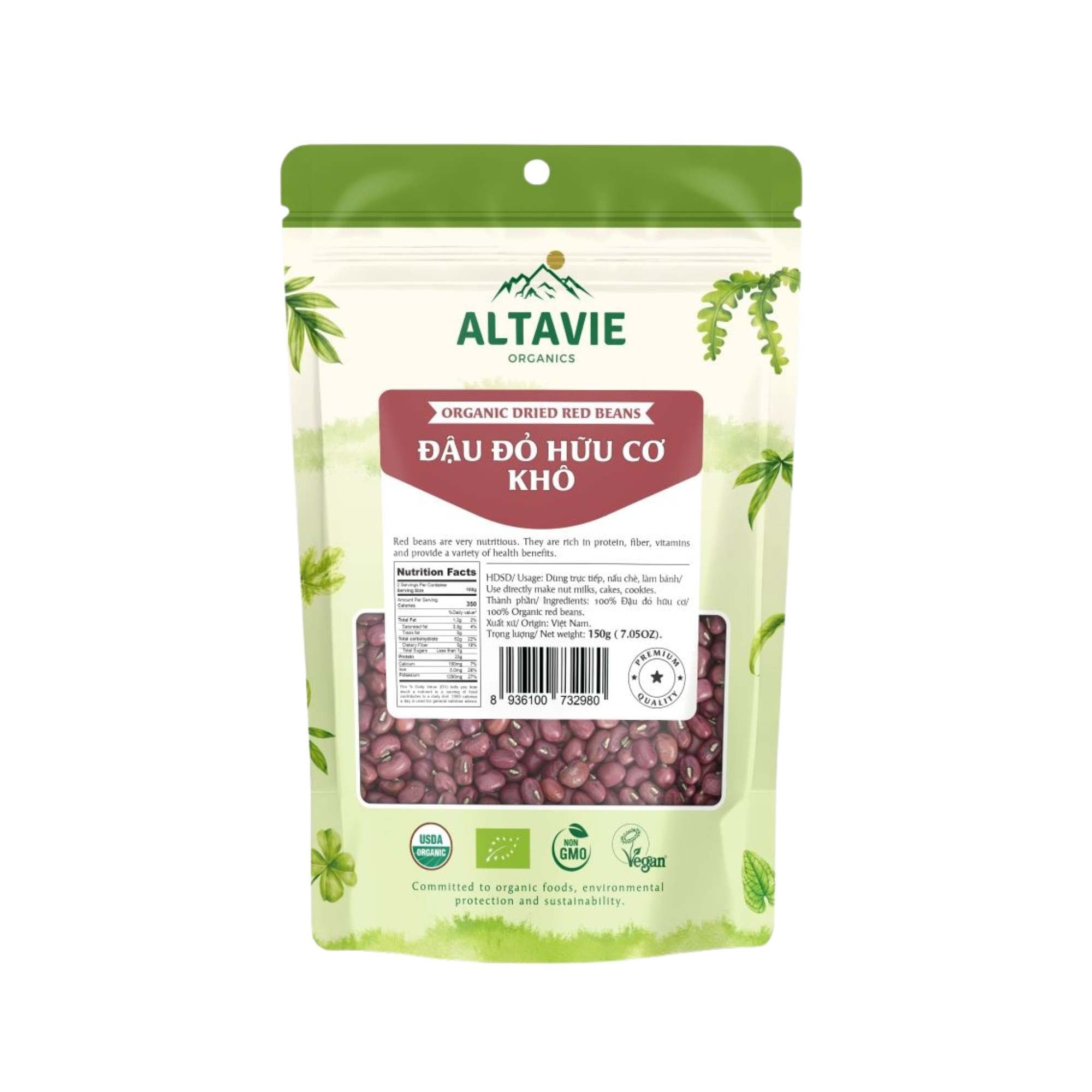  Đậu đỏ hữu cơ Altavie 200 g (Túi) 