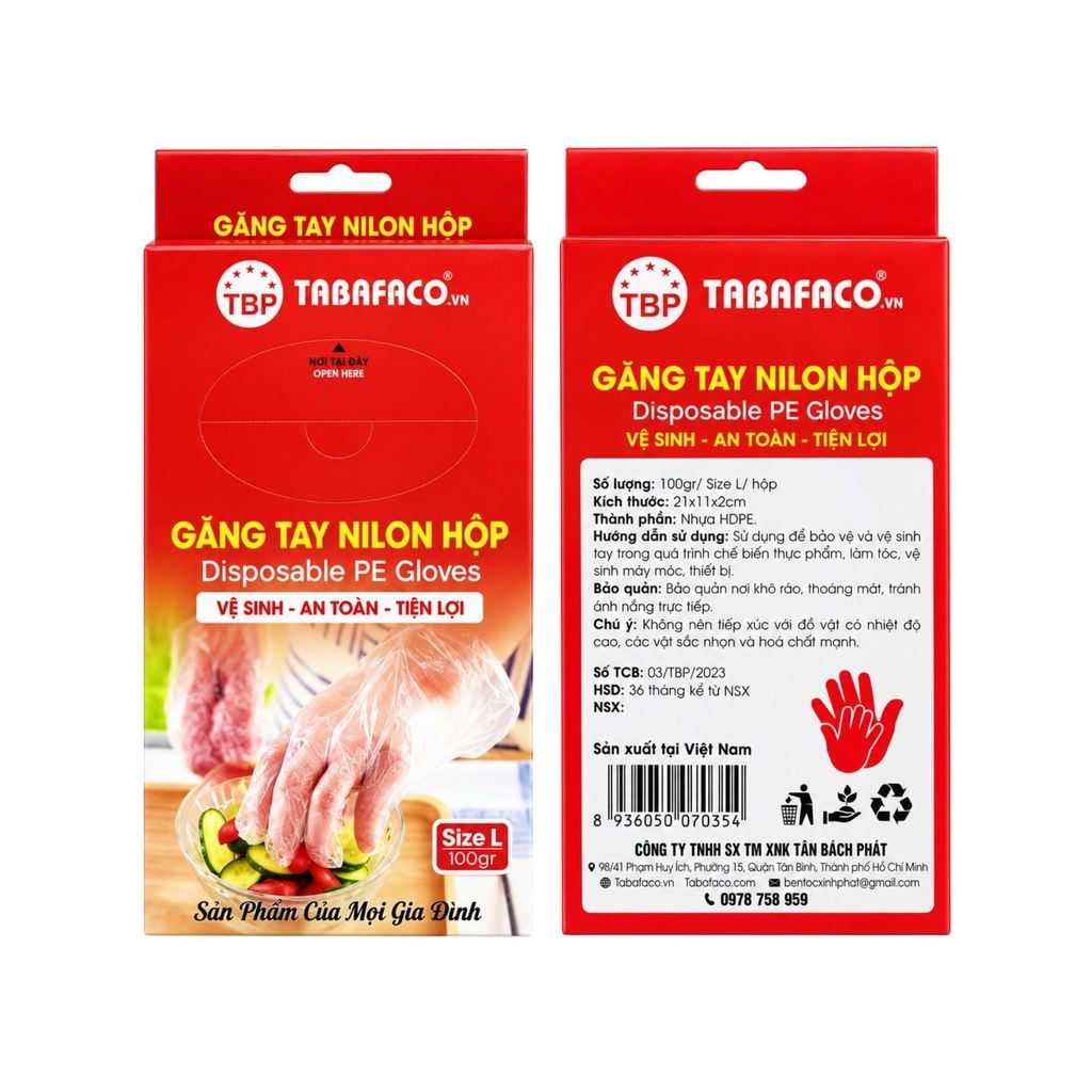  Găng tay nilon hộp Size L - 100gr 
