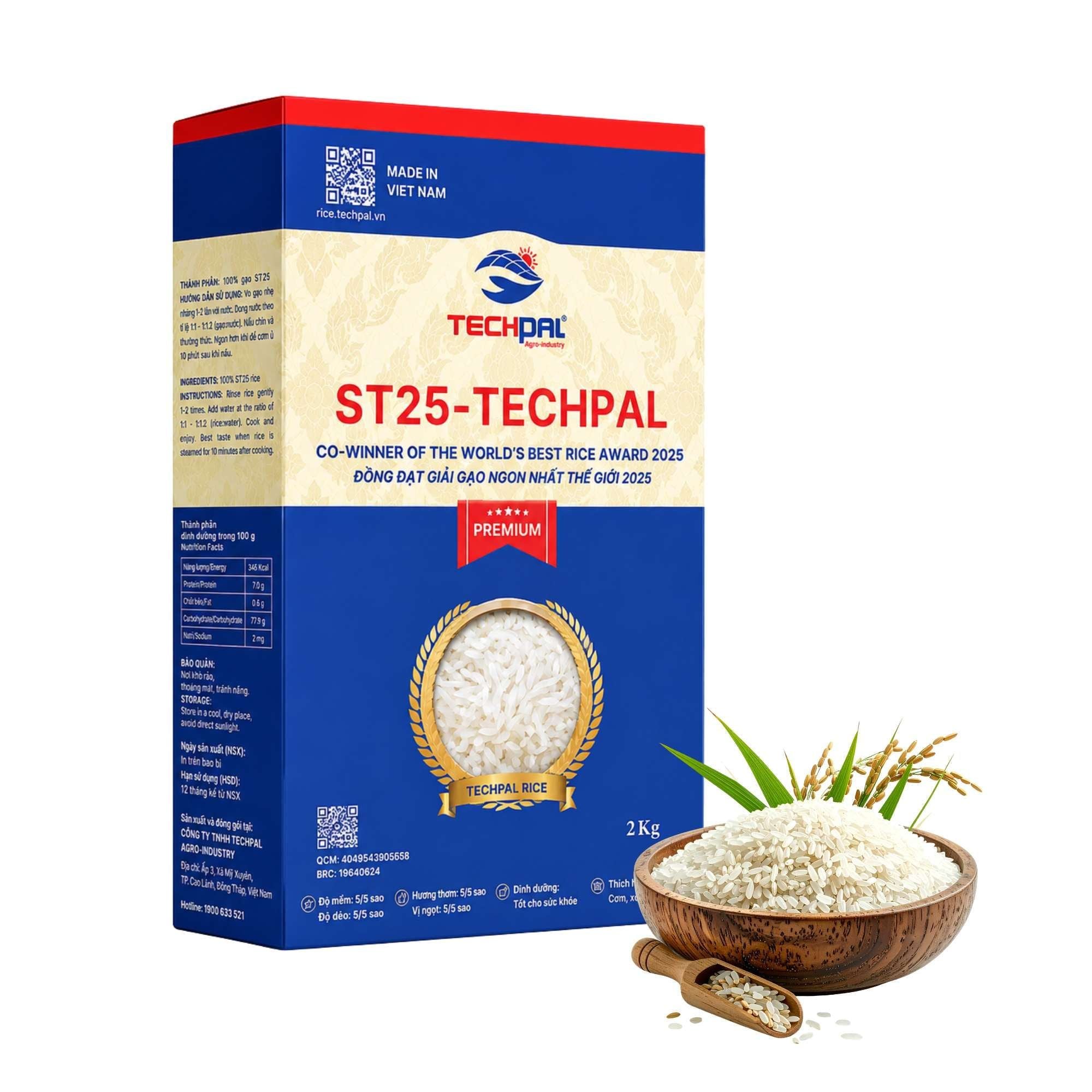  Gạo ST25-VIP Premium TechPal 2 kg (Hộp) 