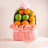  Giỏ Quà Trái Cây Hỗn Hợp Tone Hồng Cơ Bản 