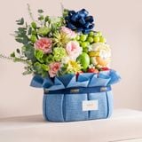  Giỏ Quà Trái Cây Hỗn Hợp Và Hoa Ohara Hồng Thanh Lịch 