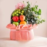  Giỏ Quà Trái Cây Và Hoa Ohara Hồng Thanh Lịch 