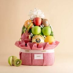Giỏ Trái Cây Tươi Hỗn Hợp Tone Hồng Tiêu Chuẩn