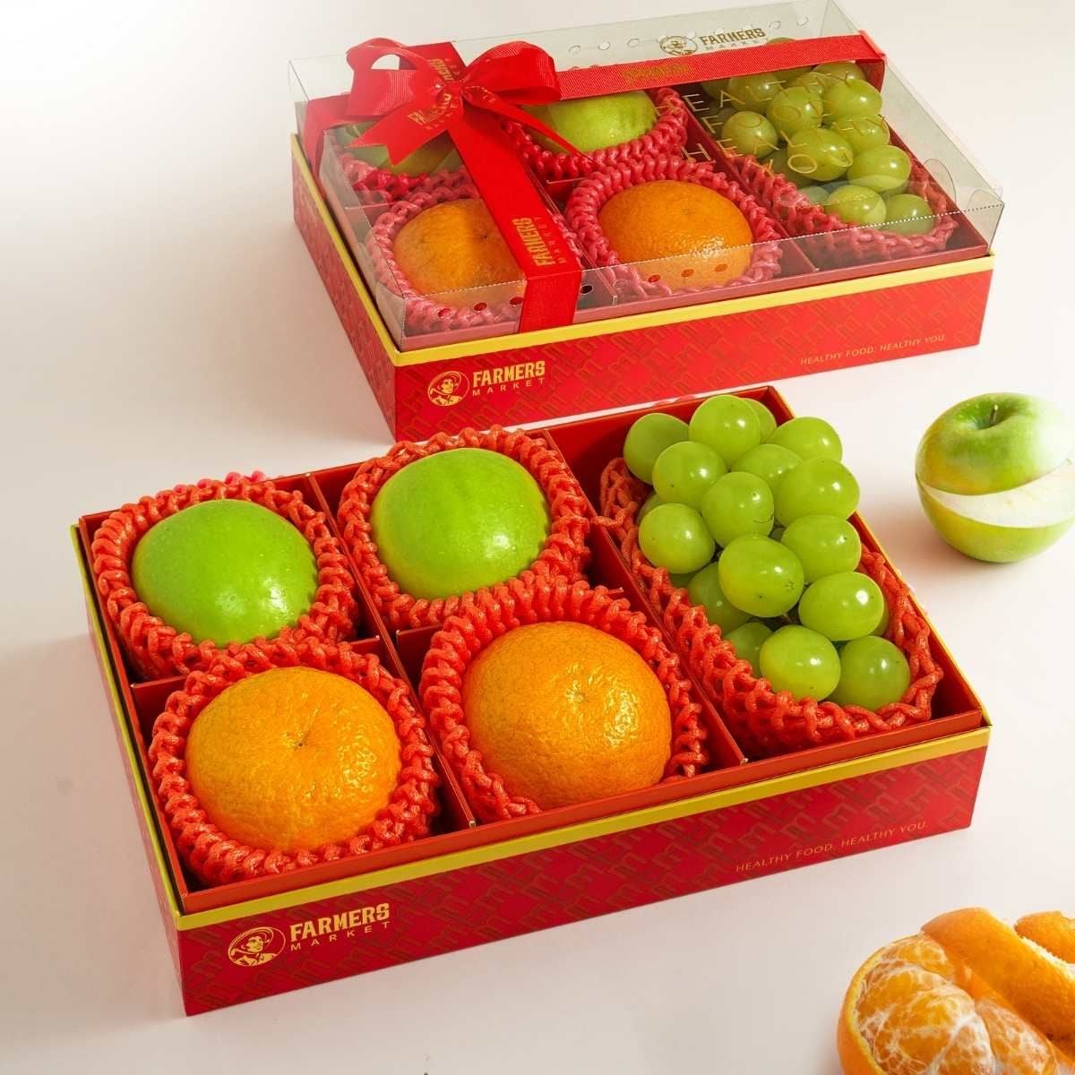  Hộp Quà Nho Mẫu Đơn, Táo Xanh Và Quýt Tone Đỏ Tiêu Chuẩn 