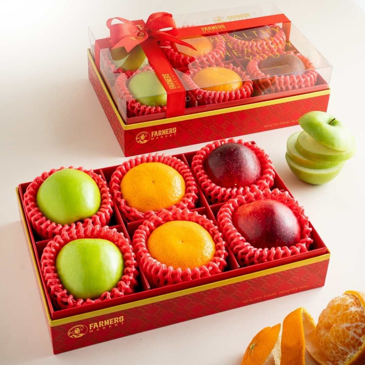  Hộp Quà Quýt Và Hai Loại Táo Tone Đỏ Cơ Bản 
